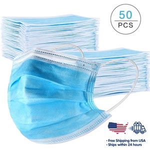 50 Pcs 3 Ply Ear Loop Disposable Face Masks